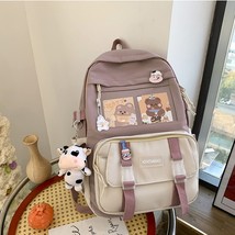 Preppy Style Large Capacity Students School Bags Casual Canvas Female Backpack F - £27.18 GBP