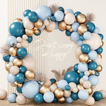 168Pcs Dusty Blue Balloon Garland Arch Kit, 18/12/10/5 Inch Sand White And Macar - £15.81 GBP