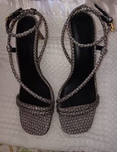 Rebecca Minkoff Nanine Ankle Strap Sandals Sz.7.5 Silver Sparkle 3&quot; Heels - £25.83 GBP