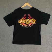 Aerosmith T-Shirt Adult L Black Flames Logo Short Sleeve Mens Graphic Tee - $12.28