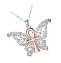 Butterfly Cross Necklace Eye of Horus Necklace - $141.01