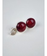 Red Coral 12mm Round Stud Earrings Sterling silver 925 backs Very Nice - £19.35 GBP