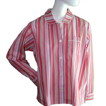 Lands End Women Medium (10-12) Petite Long Sleeve Woven Pajama Top, Stripes - $11.99