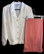 VTG Women’s 70s Polyester Outfit Blouse Sears Pants Salmon Off-White Sz ... - $640.49 MXN