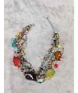 Multicolored Stranded Beaded Crystal Czech Necklace - £12.63 GBP