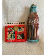 Lot Vintage Coca Cola 1996 Christmas Nostalgia Tin &amp; Playing Cards Holid... - $470.24 MXN