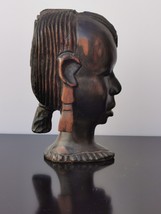 Tribal Hard and Heavy Ebony Wood Carved African Figure Bust Statue Head Maasai - £58.53 GBP