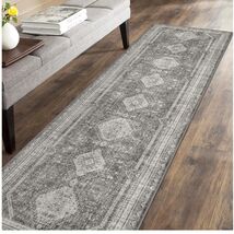 Elegant Gray Low Pile Runner Rug - Ideal for Playroom &amp; High Traffic Areas - $45.49