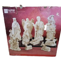 11 Piece Nativity Set JC Penney Home Collection Porcelain Ivory Gold Christmas - £35.85 GBP