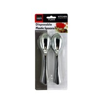 Kole Imports Disposable Plastic Spoons Party Supplies, Regular, Silver - £4.69 GBP