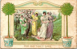 Vtg Cartolina Circa 1910 - &quot; per Vecchio Times Sake &quot; Incontri Fiori Goffrato - - £4.77 GBP