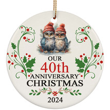 40th Anniversary Christmas 2024 Ornament Gift 40 Years Married Cute Owl Couple - £11.82 GBP