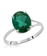 Galaxy Gold GG 14K Solid White Gold Natural Emerald Solitaire Ring for W... - $814.76