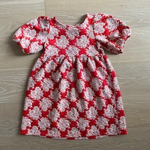 Janie and Jack Bradbury Red Floral Puff Sleeve Jacquard Dress sz 8 - $34.99