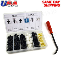 150pc Set Plastic Rivets Fender Bumper Push Pin Clips w/ Removal Tool for Dodge - £13.41 GBP