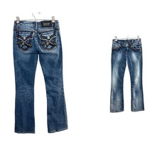 MISS ME Jeans Womens 26 Blue Irene Bootcut Denim Western Distressed Low Rise - £19.59 GBP