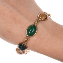 6.25&quot; Russel Retro Multi-stone gold filled scarab bracelet - $113.85