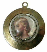 Vtg Religious Bubble Pendant Charm Gold Tone Jesus with Child Relic Jewelry - £22.31 GBP