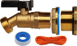 RBS022 Brass Rain Barrel Spigot(3/4&quot; Quarter Turn Ball Valve W/ Bulkhead Fitting - £19.53 GBP