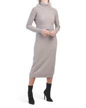 New Tahari Beige Gray Wool Blend Midi Sweater Dress Size Xl - £64.78 GBP