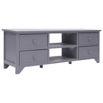 Modern Wooden Grey TV Tele Stand Media Unit Cabinet With 4 Storage Drawers Wood - £107.98 GBP