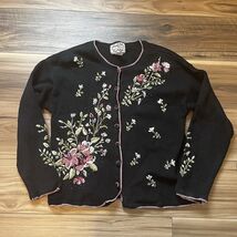 Vintage Heirloom Collectibles Black Floral Women’s Cardigan Size Large - $28.40