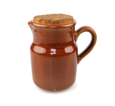 Vtg brown ceramic pitcher rf Belgium Bornier jug farmhouse kitchen country house - £18.36 GBP