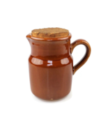 Vtg brown ceramic pitcher rf Belgium Bornier jug farmhouse kitchen count... - £18.15 GBP
