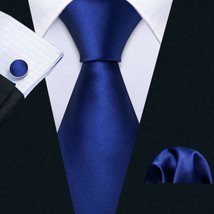 Deep Blue Necktie Set (Tie, Hanky, &amp; Cufflinks) - $19.99