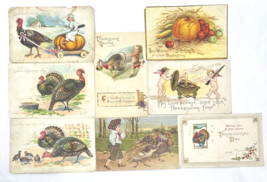 Vintage Thanksgiving Postcard Lot Pilgrims Turkey Pumpkin Germany Angel Cherub - $35.00