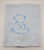Absorba Baby Blanket Blue Bear Satin Trim 29x32 Boy Security Lovey B18 - £12.69 GBP