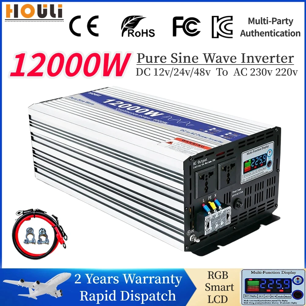 6000W 8000W 12000W Inverter 12v 220v Pure Sine Wave Power Inverter DC 24V 48V to - £409.27 GBP+