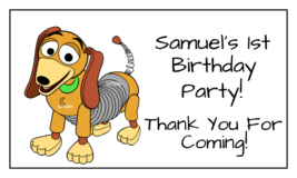 16 Large Personalized Slinky Dog Birthday Stickers, 3.5&quot; x 2&quot;, Square, L... - $12.49