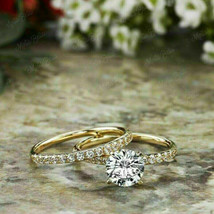 2.25Ct Round Cut VVS1 Diamond 14k Yellow Gold Finish Bridal Engagement Ring Set - £84.31 GBP