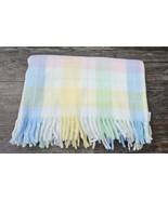 Vintage Tennessee Woolen Mills Acrylic Pastel Plaid Fringed Baby Blanket... - €25,29 EUR