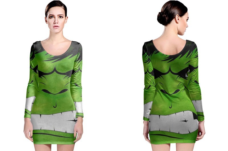 Incredible Hulk Long Sleeve Bodycon Dress - $28.99