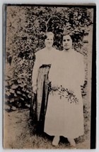Two Lovely Women Posing with Bushes Garden for Photo RPPC c1908 Postcard... - $8.95