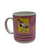 Snoopy  Peanuts Pink Happy Birthday Coffee Cup Tea Mug Willits Vintage - $13.09