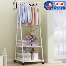 Rolling Garment Laundry Rack Clothes Rack On Wheels Clothes Storage Shel... - $41.79