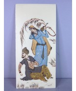 Vintage Decorative Signed Persian Indian Mughal Hand Painted Couples Sce... - $79.20