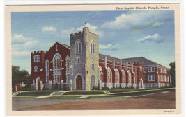 First Baptist Church Temple Texas linen postcard - £4.66 GBP