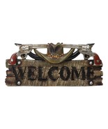 Rustic Western Cowboy Hat With Dual Pistols Welcome Sign Wall Decor Plank - $30.13 CAD