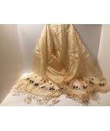 Vintage Delicate Women Ladies Scarf Peach/Tan Color w/Purple Embroidered... - £15.38 GBP