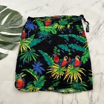 Womens Vintage Tropical Wrap Mini Skirt Size S Black Green Parrots Tiki ... - $22.76
