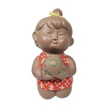 Vintage Chubby Rosy Cheeks Kneeling Girl  Flower Dress Figurine 5&quot; Japan... - £15.11 GBP