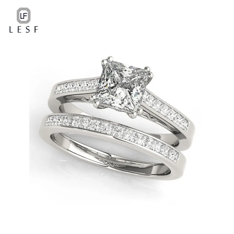 1.25 Ct Princess Cut Engagement Ring Set For Women SONA Synthetic Stone Jewelry  - £71.23 GBP