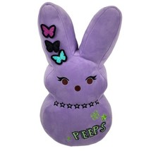 Peeps Valentine&#39;s Day Bunny Plush Purple Butterflies 17&quot; Stuffed Animal Toy - £23.64 GBP