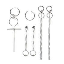 Korea Jewelry KPOP Hip Hop Punk Titanium Steel Tassel Chain Drop Earring Kit - £11.30 GBP