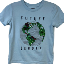 Future Leader Lands End Girls Graphic Tee Blue Short Sleeve Crew Neck Sequins M - £13.50 GBP