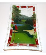 FABULOUS SIGNED 2003 PEGGY KARR FUSED ART GLASS GOLF COURSE 9 3/4&quot; x 5 3... - $34.64